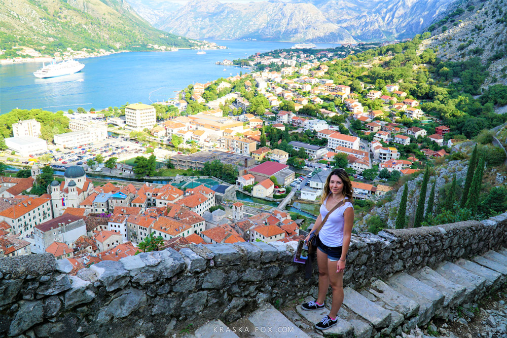 Beginning of the climb to ascend the Fort of San Giovanni in Kotor Montenegro. 