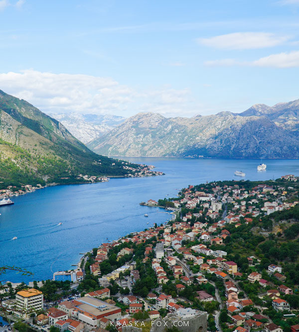 Beautiful viewpoint of Kotor Montenegro from Fort San Giovanni