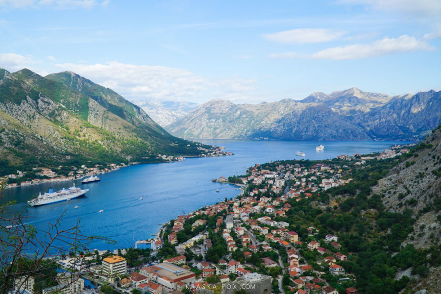 Beautiful viewpoint of Kotor Montenegro from Fort San Giovanni