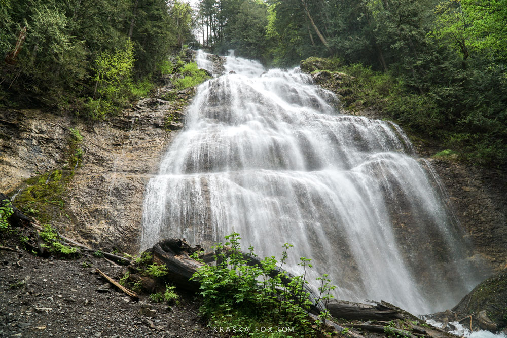 View of the cascades from the base of bridal veil falls.