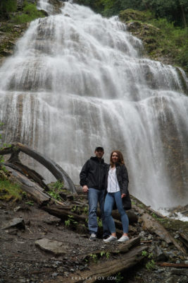 Rob and alicja posing under the Bridal Veil Falls.