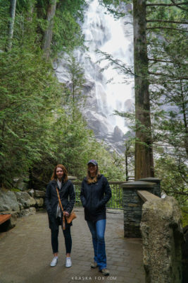 Alicja and her friend just hanging around the path at shannon falls.